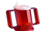 Handycup schuine drinkbeker - rood met tuitdeksel